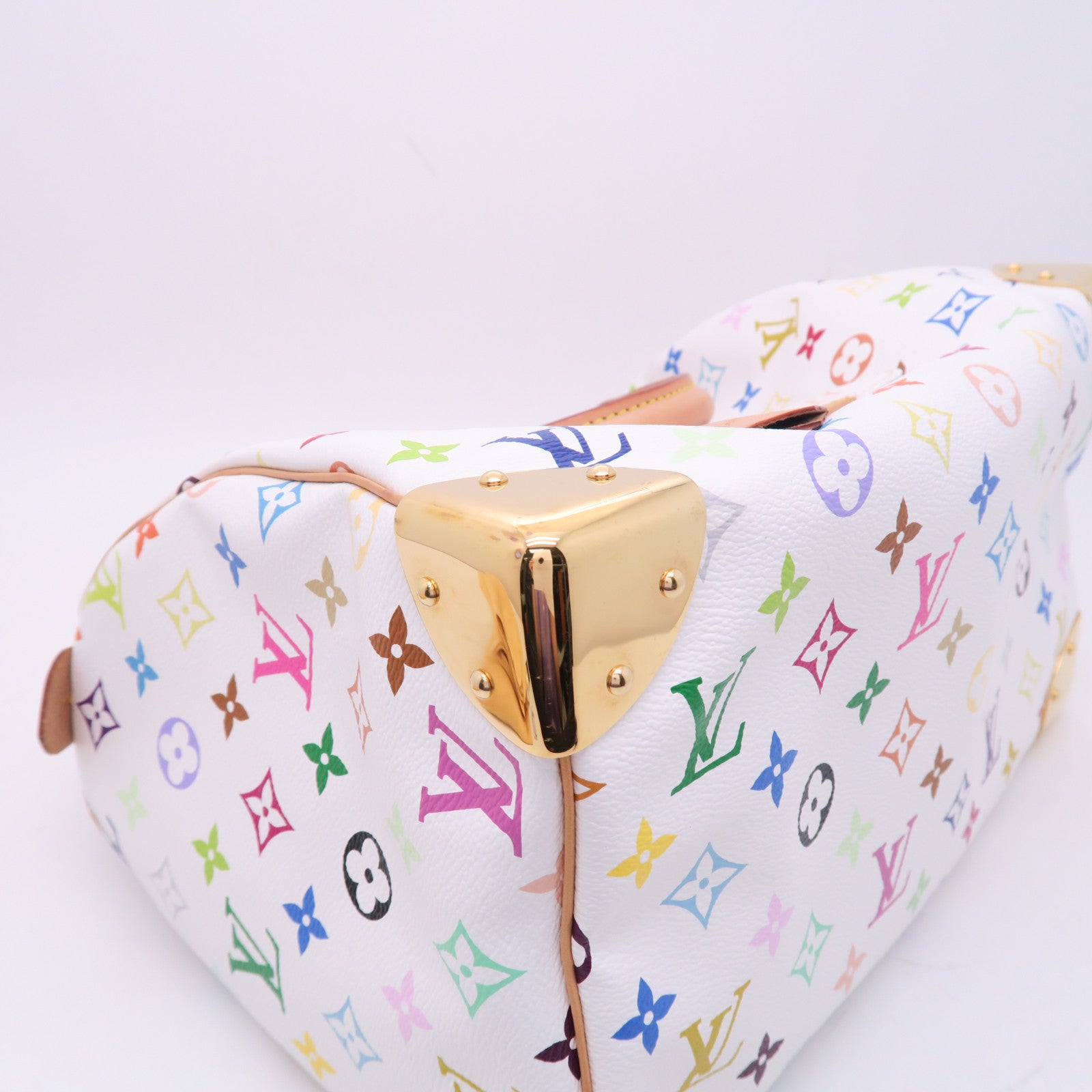 LOUIS VUITTON Monogram Multicolore Speedy 30金扣手挽袋白色