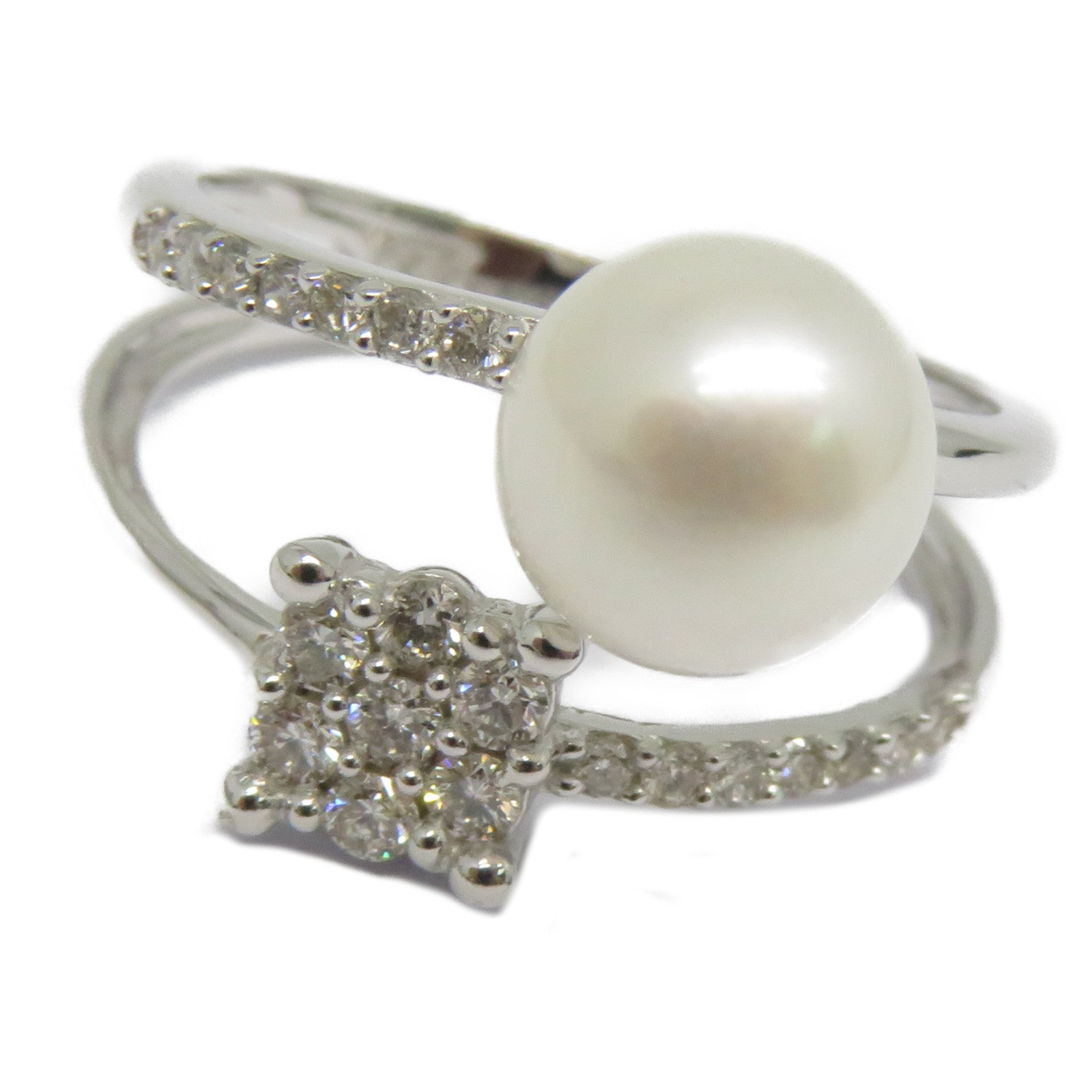 JEWELRY 【激減優惠】18K白金Pearl Ring 2.917ct珍珠/0.28ct鑽石戒指US#6