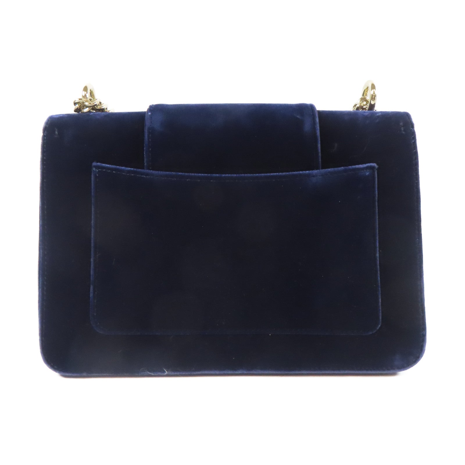 Roger Vivier 天鵝絨Roger Vivier Chain Shoulder銀扣鏈帶肩背袋藍色