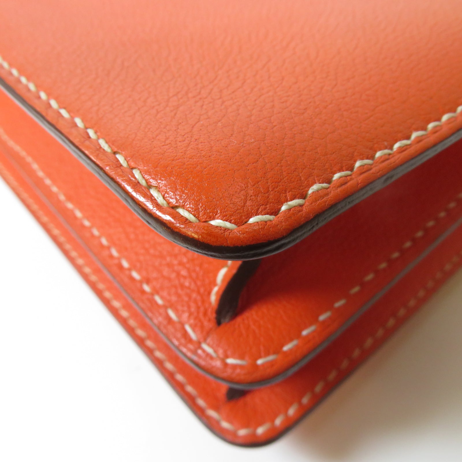 HERMES Evercolor皮革Roulis 23金扣肩背袋Orange Poppy罌粟花橘色