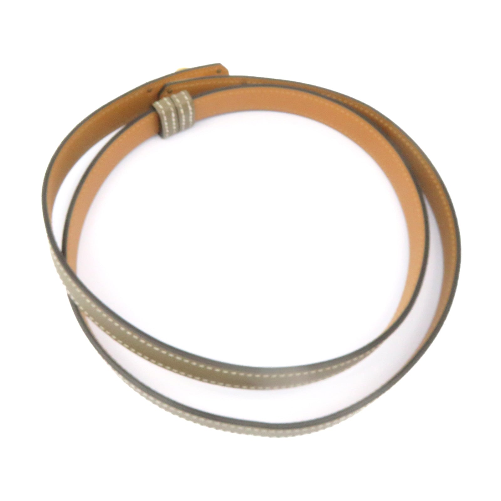 HERMES Epsom皮革Kelly Belt金扣皮革带Etoupe啡色
