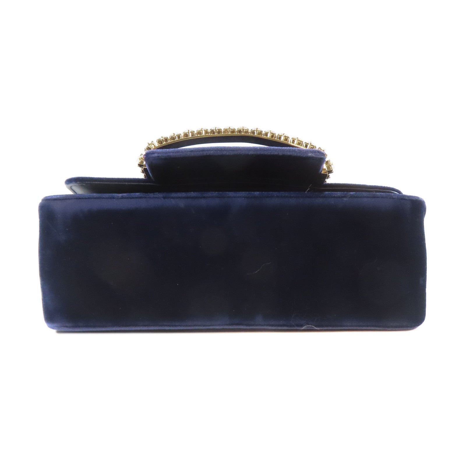 Roger Vivier 天鵝絨Roger Vivier Chain Shoulder銀扣鏈帶肩背袋藍色