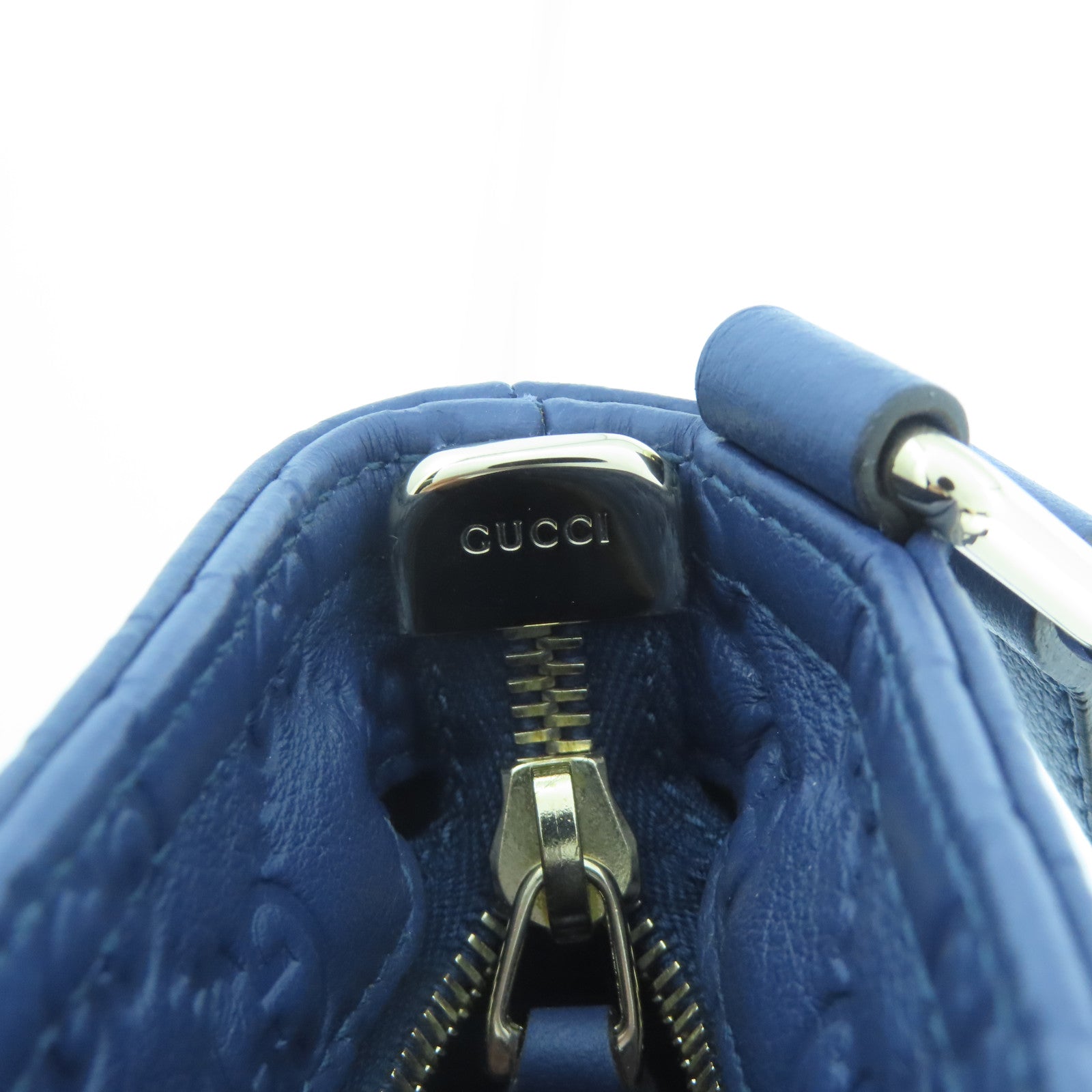 GUCCI 牛皮皮革Shoulder Bag銀扣肩背袋藍色