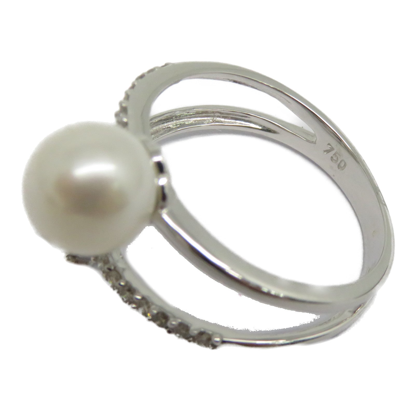 JEWELRY 【激減優惠】18K白金Pearl Ring 2.917ct珍珠/0.28ct鑽石戒指US#6