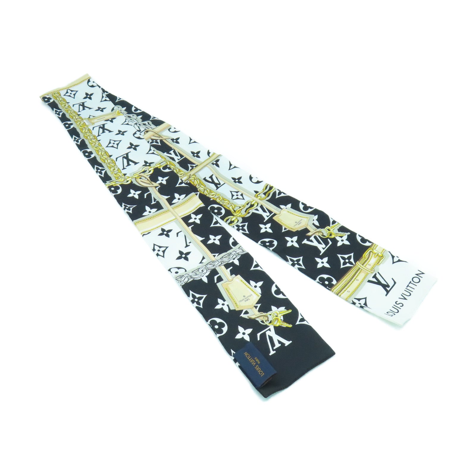 LOUIS VUITTON 絲質Scarf絲巾黑色/白色