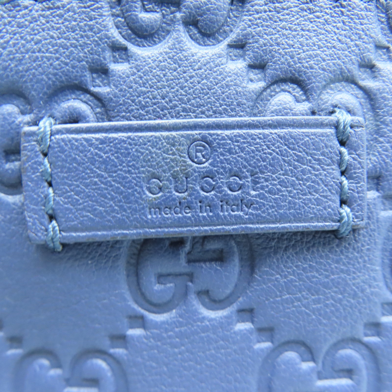 GUCCI 牛皮皮革Shoulder Bag銀扣肩背袋藍色