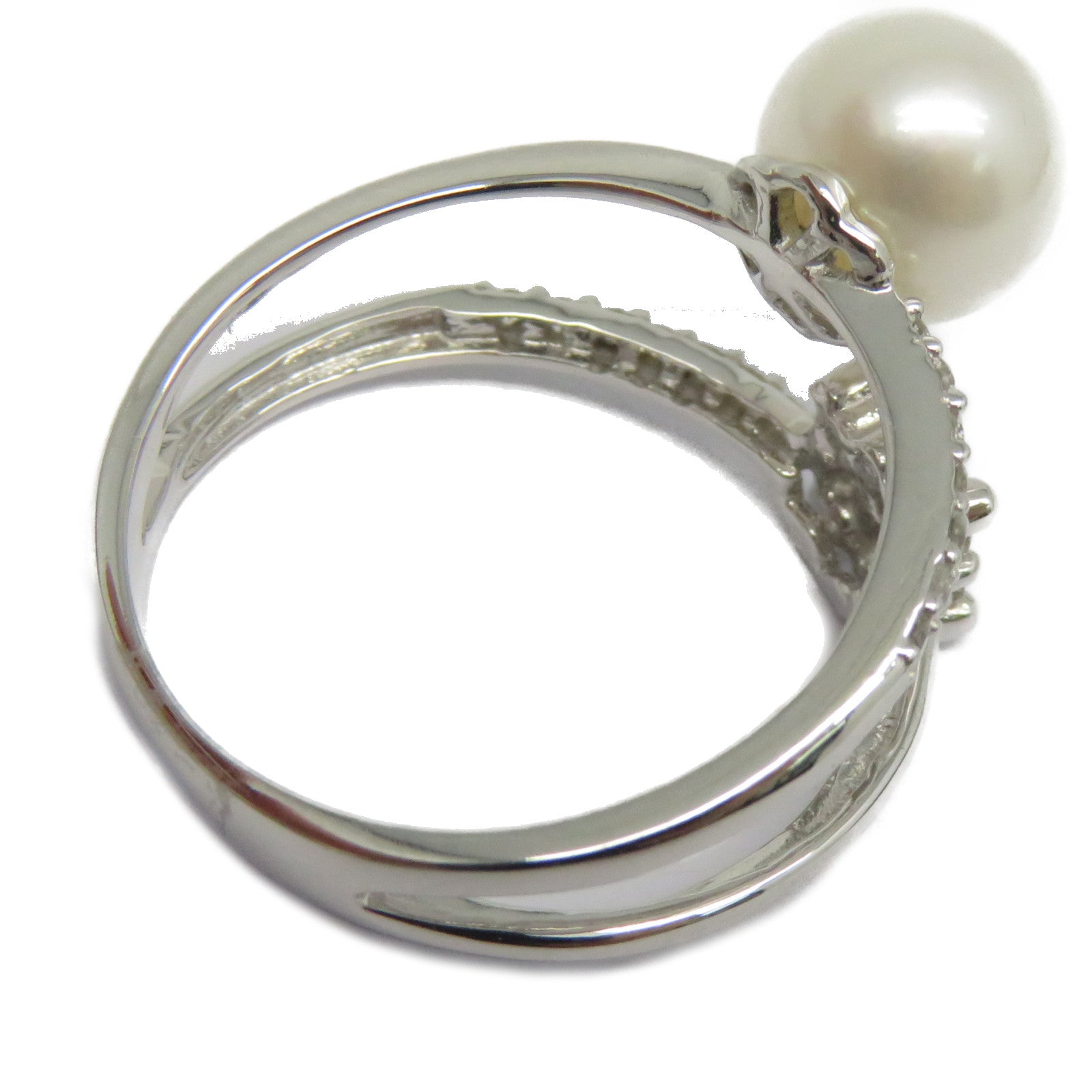 JEWELRY 【激減優惠】18K白金Pearl Ring 2.917ct珍珠/0.28ct鑽石戒指US#6