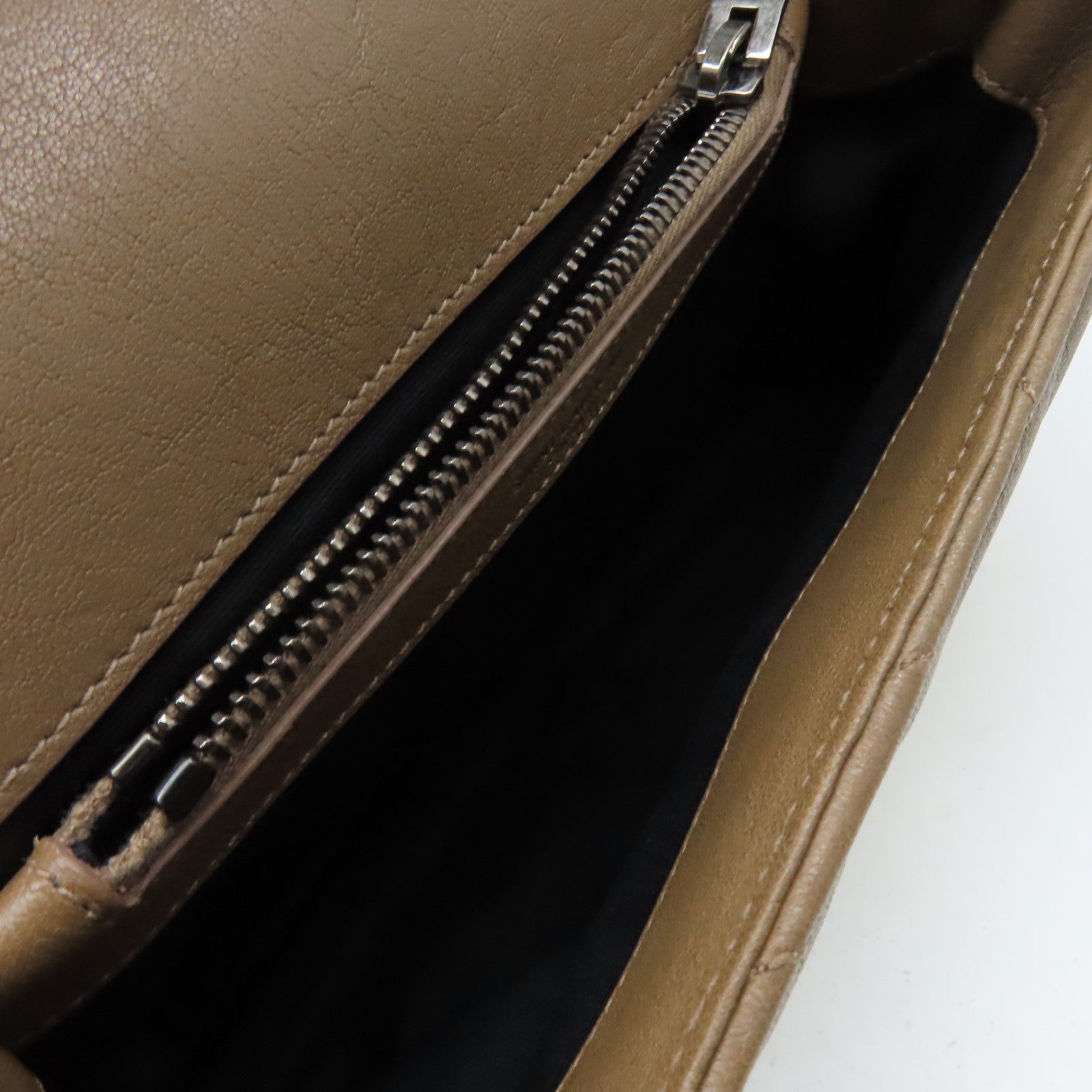 SAINT LAURENT 牛皮皮革College Medium 2Way Chain Shoulder Bag銀扣鏈帶手挽肩背兩用袋啡色