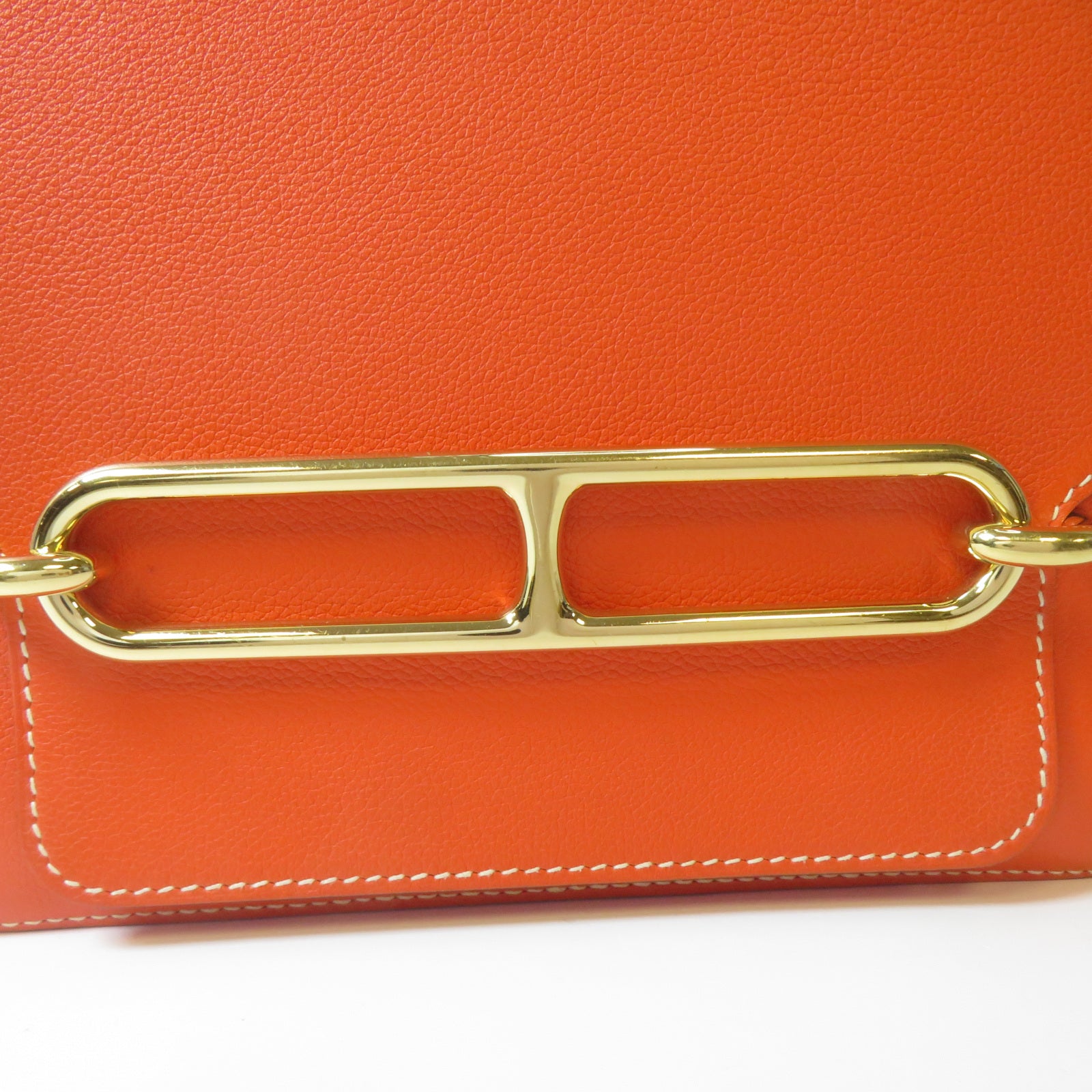 HERMES Evercolor皮革Roulis 23金扣肩背袋Orange Poppy罌粟花橘色