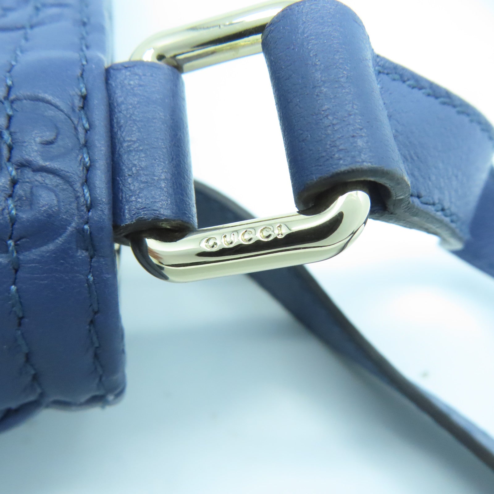 GUCCI 牛皮皮革Shoulder Bag銀扣肩背袋藍色