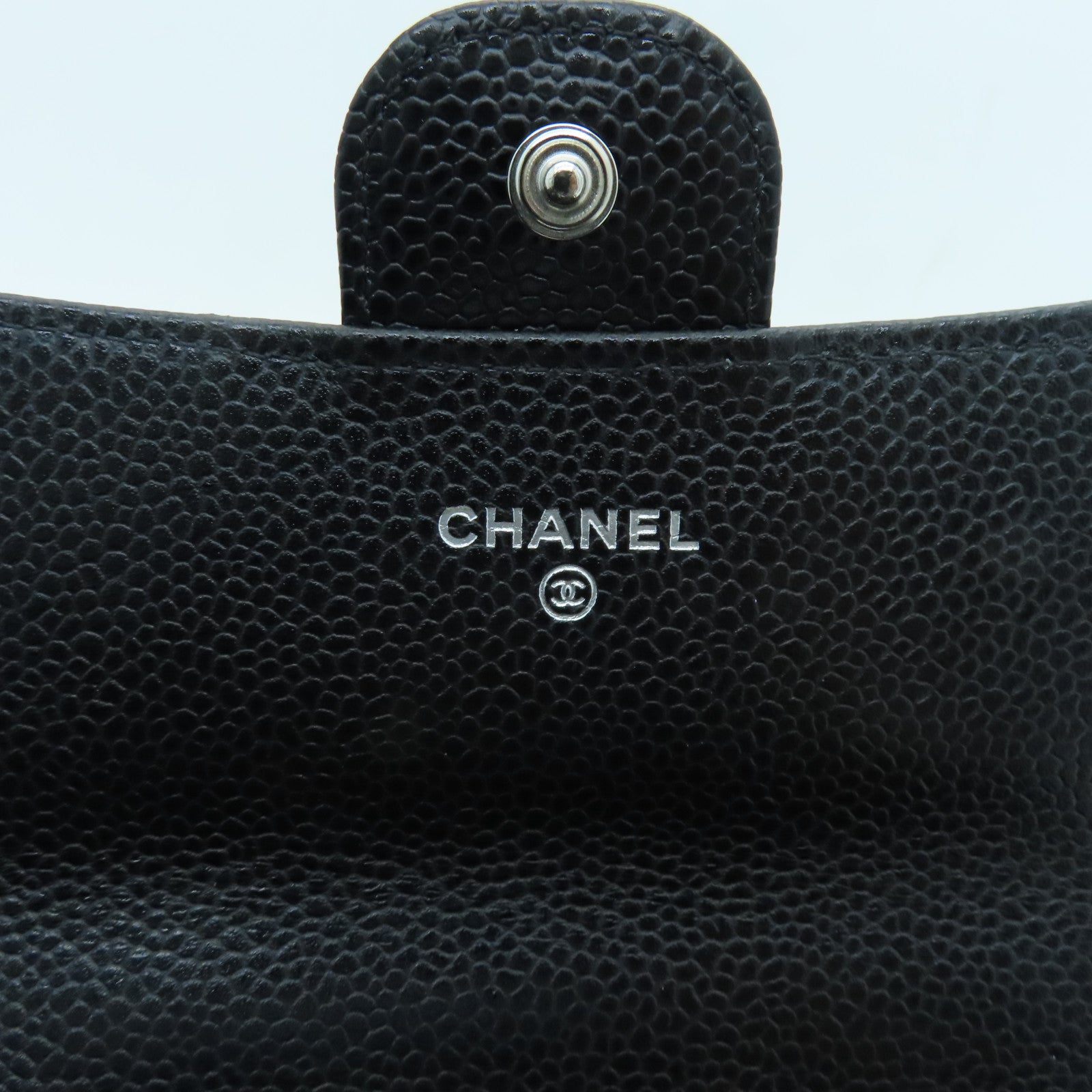 CHANEL Caviar Leather Classic Long Wallet Silver Buckle Long Wallet Black
