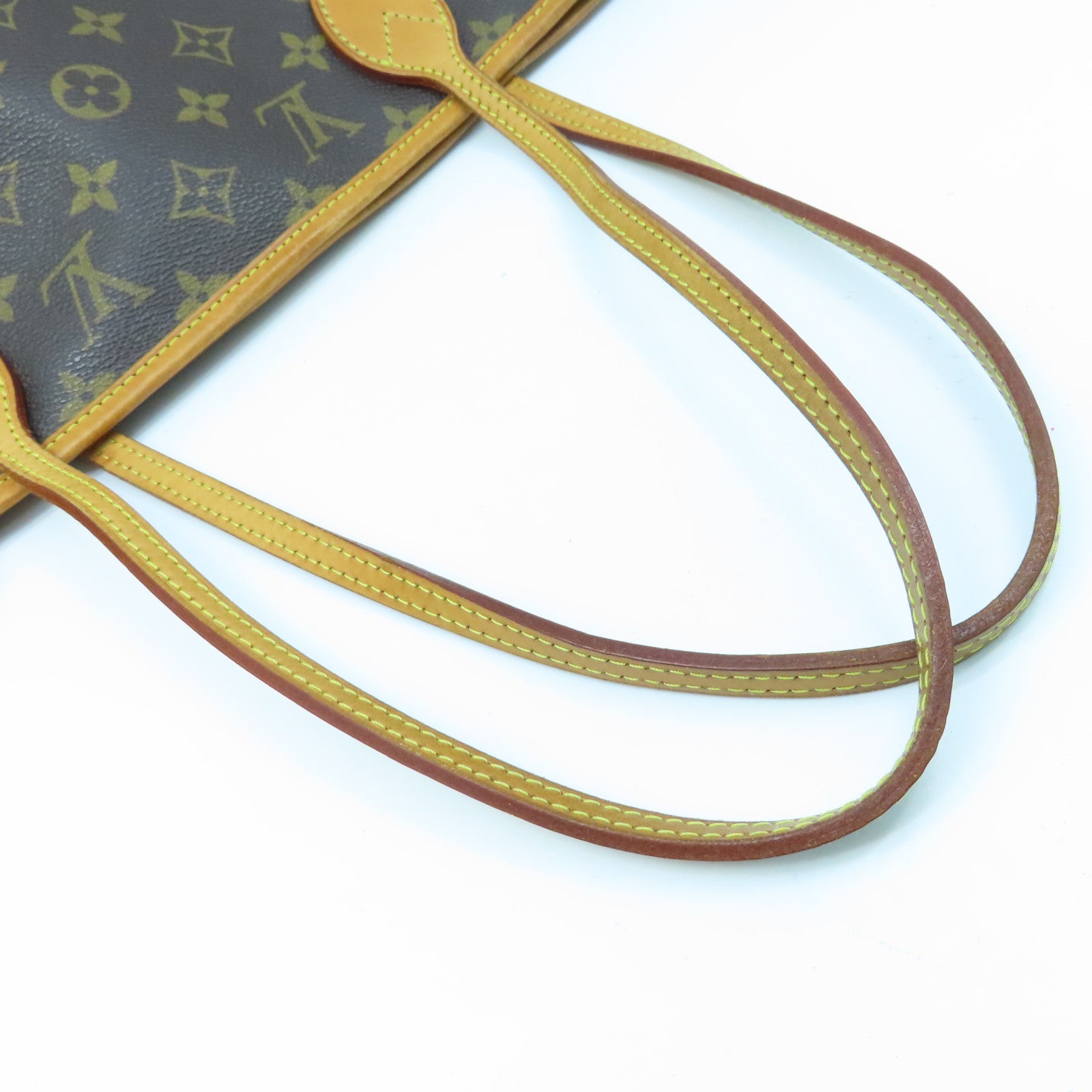 LOUIS VUITTON Monogram Neverfull MM gold buckle handle bag brown