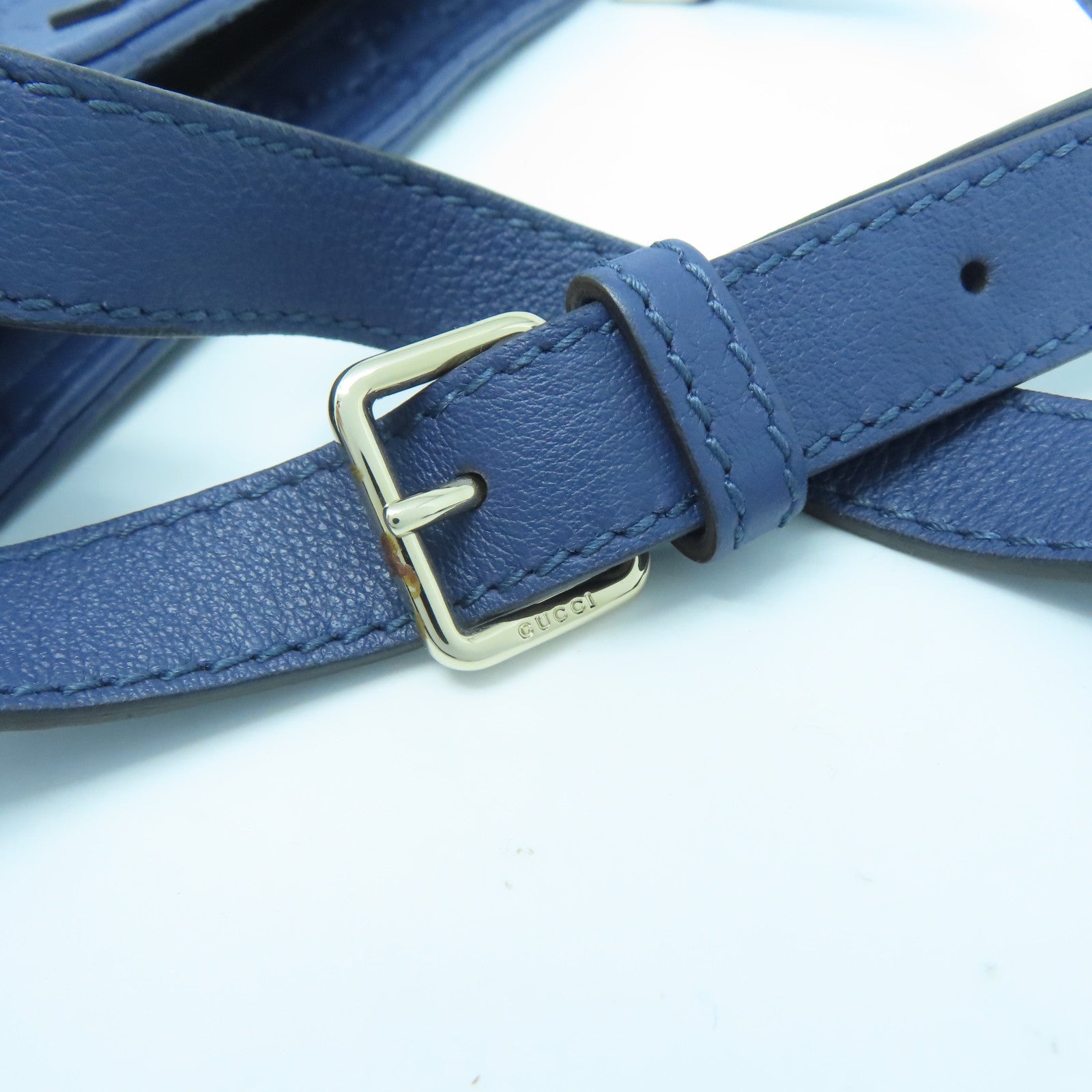 GUCCI 牛皮皮革Shoulder Bag銀扣肩背袋藍色