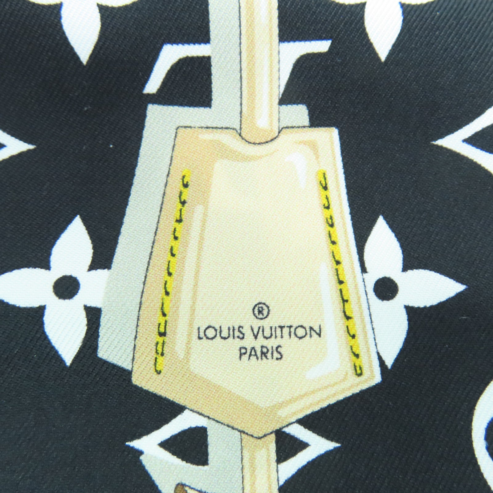 LOUIS VUITTON 絲質Scarf絲巾黑色/白色