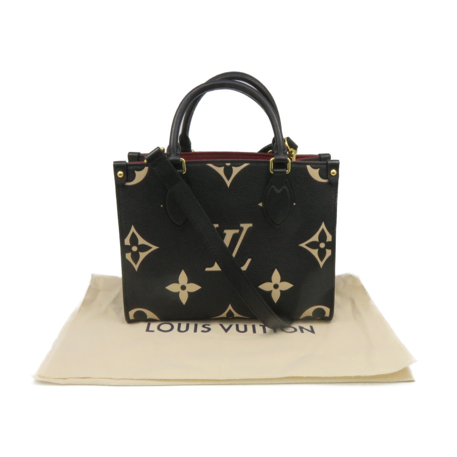 LOUIS VUITTON Monogram Empreinte On The Go PM 2Way Hand Bag手挽肩背两用袋黑色