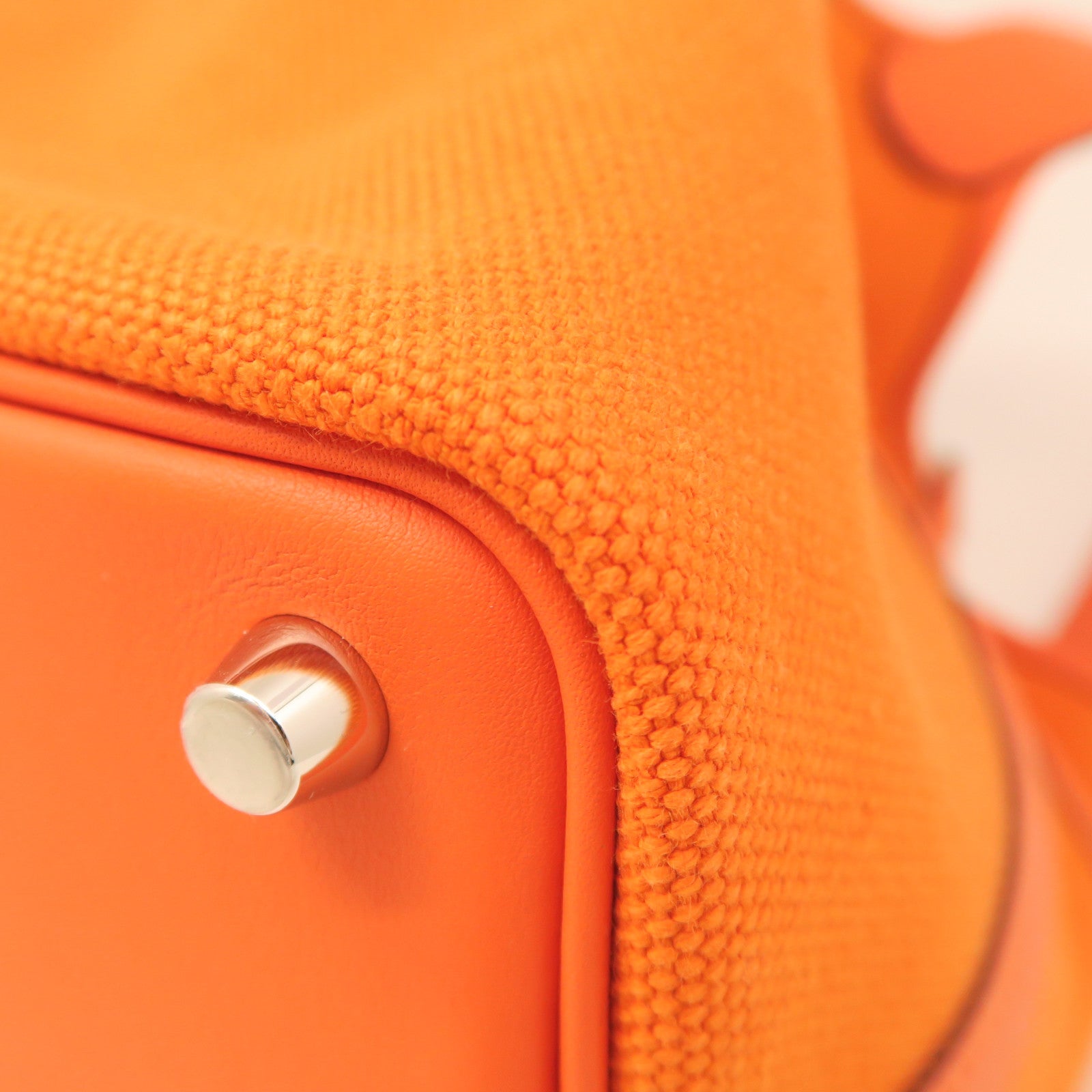 HERMES Goeland/Swift Leather Picotin Cargo Silver Buckle Handle Bag Orange
