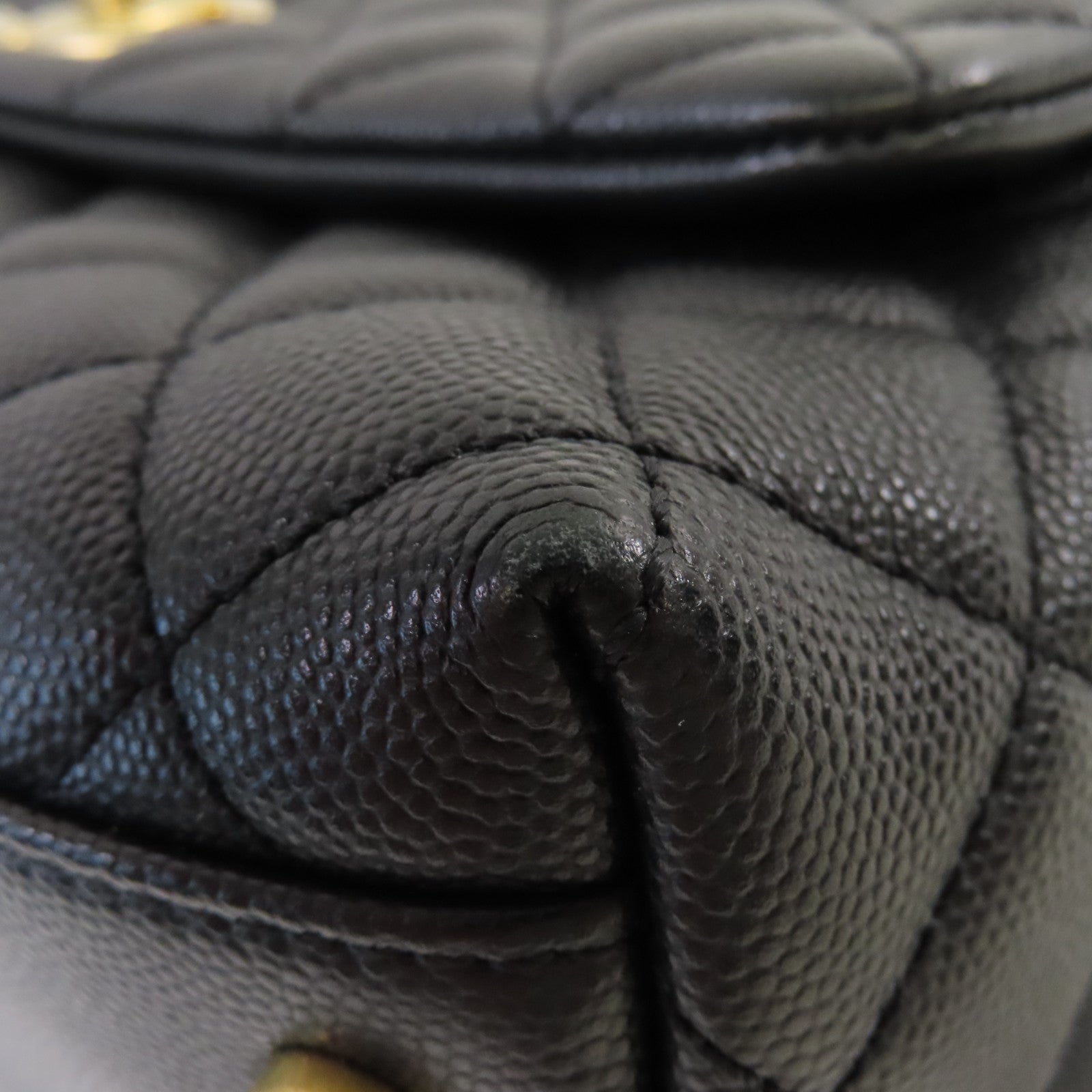 CHANEL Caviar皮革/Lizard皮革2Way Chain Shoulder Bag金扣手挽肩背兩用袋黑色
