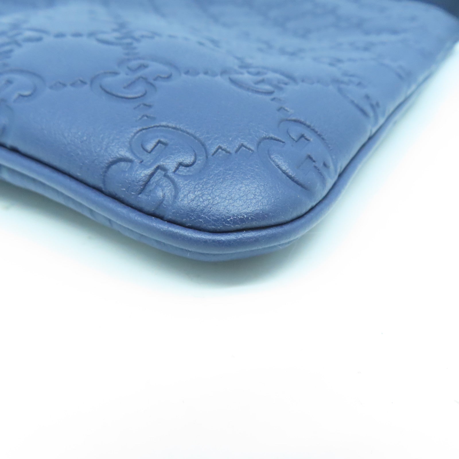GUCCI 牛皮皮革Shoulder Bag銀扣肩背袋藍色