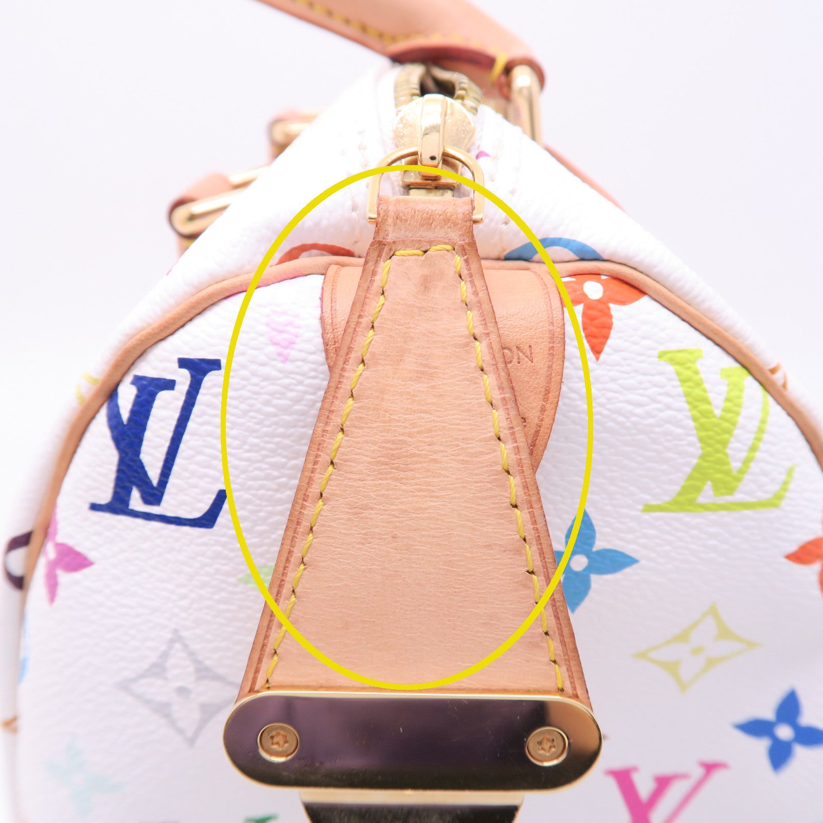 LOUIS VUITTON Monogram Multicolore Speedy 30金扣手挽袋白色