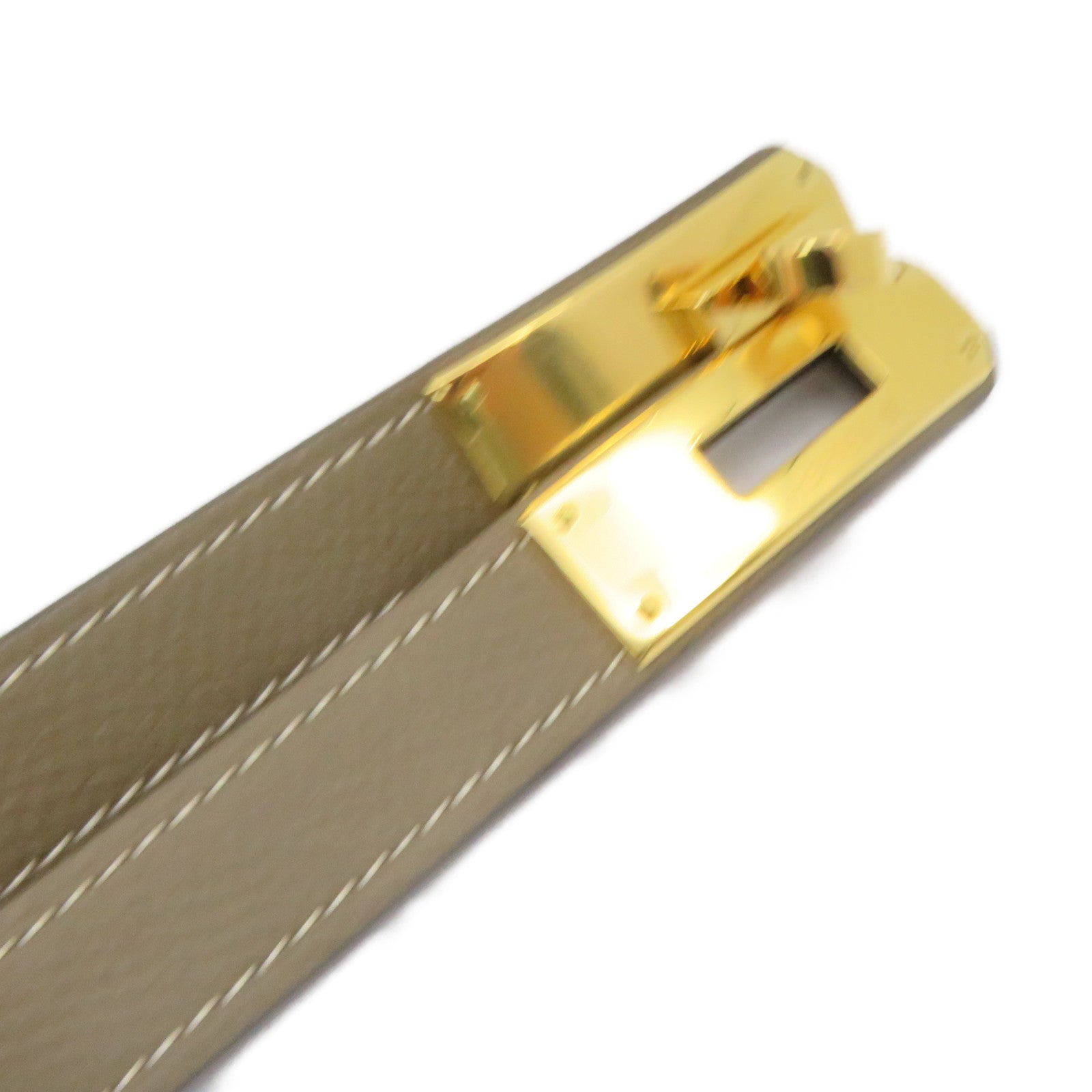 HERMES Epsom皮革Kelly Belt金扣皮革带Etoupe啡色