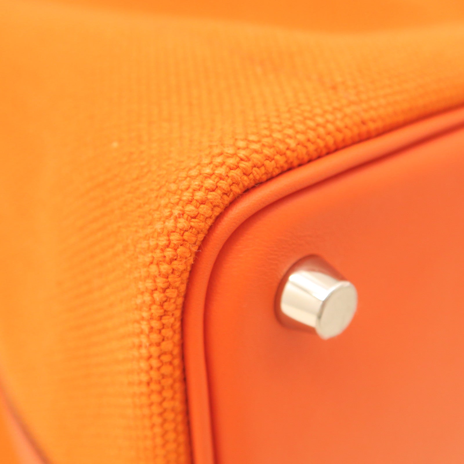 HERMES Goeland/Swift Leather Picotin Cargo Silver Buckle Handle Bag Orange