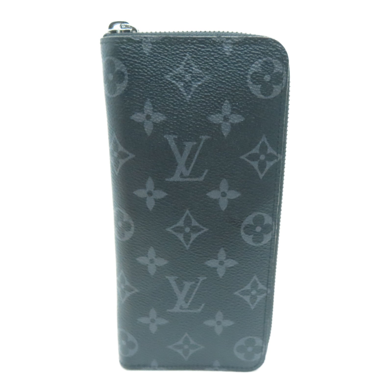 LOUIS VUITTON Monogram Eclipse Long pocketbook silver buckle long wallet black