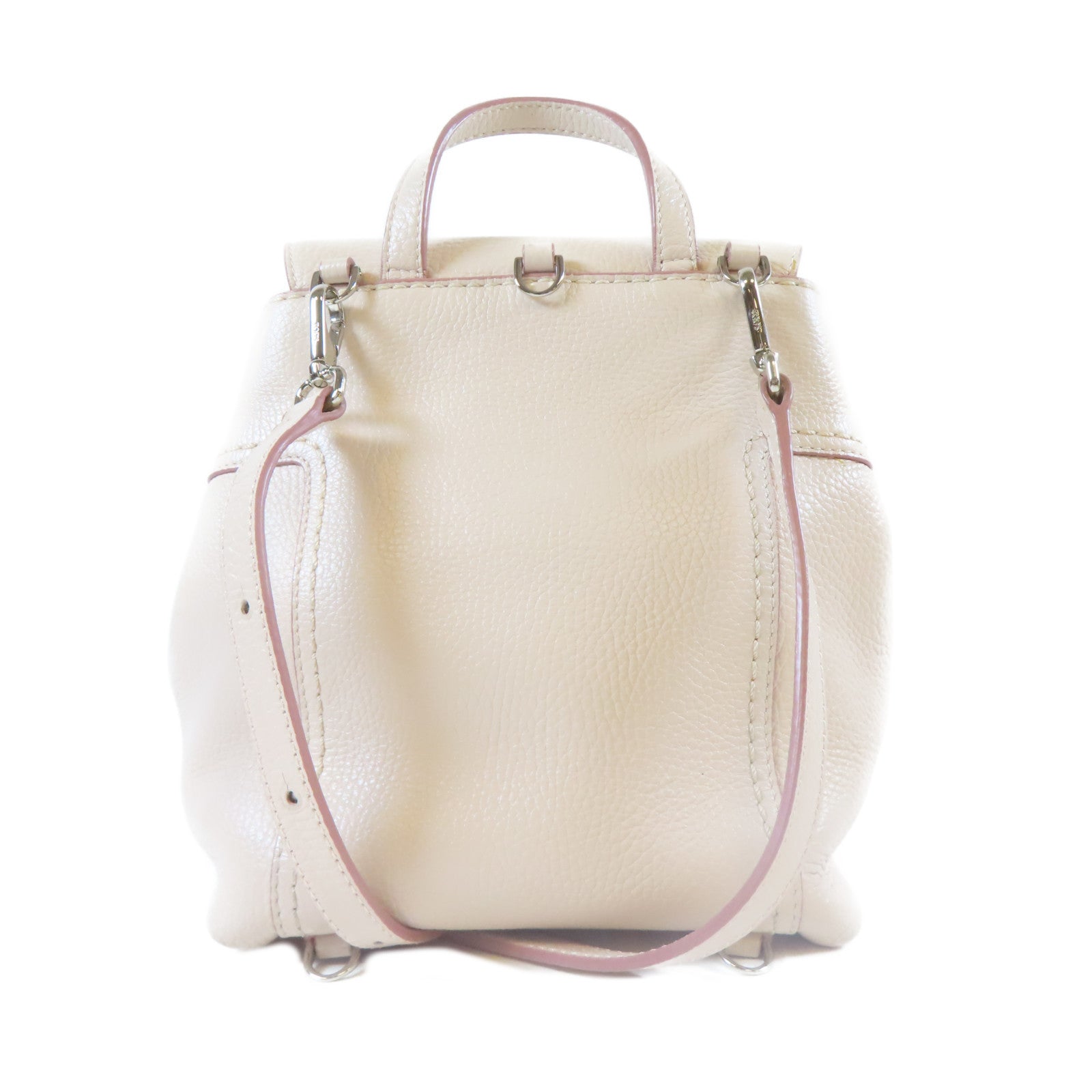 TOD’S 牛皮皮革Backpack銀扣背包米色