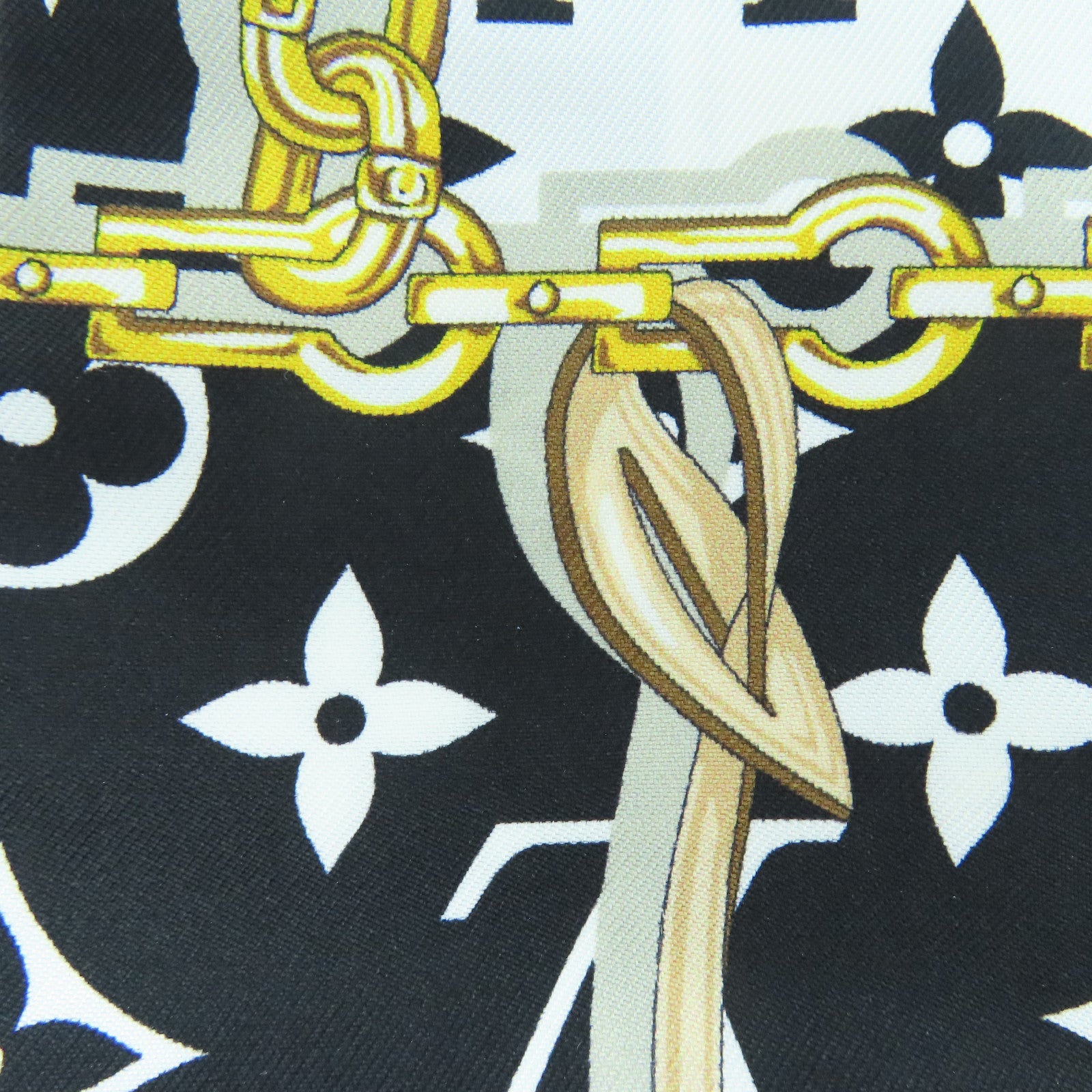 LOUIS VUITTON 絲質Scarf絲巾黑色/白色