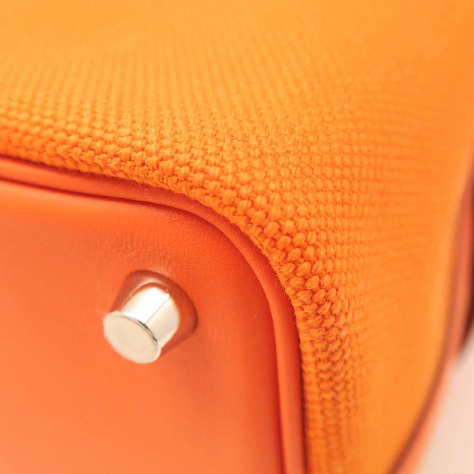 HERMES Goeland/Swift Leather Picotin Cargo Silver Buckle Handle Bag Orange