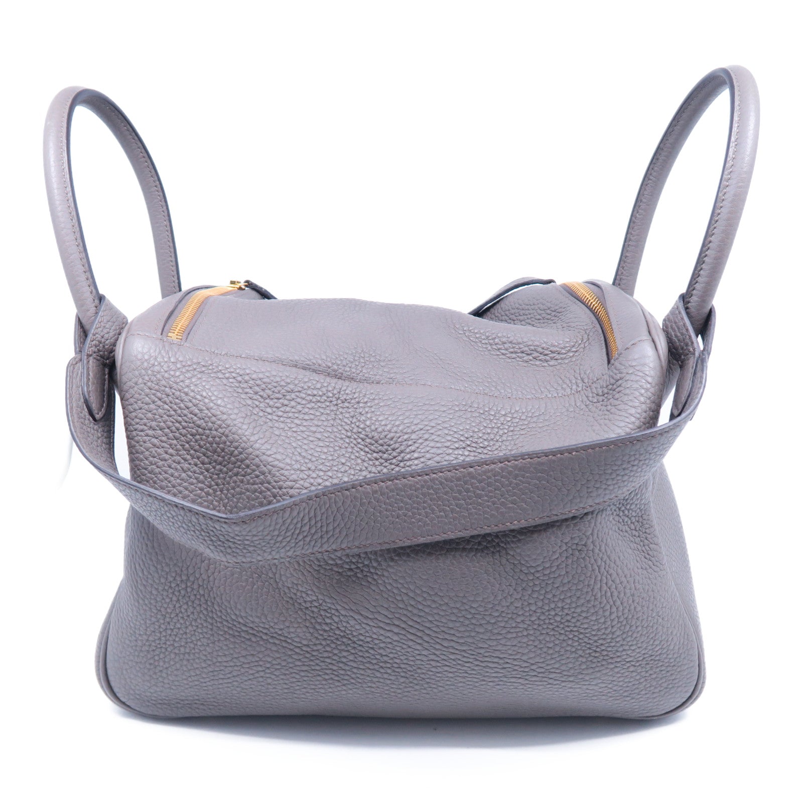 HERMES Taurillon Clemence皮革Lindy 30金扣手挽肩背兩用袋錫器灰色