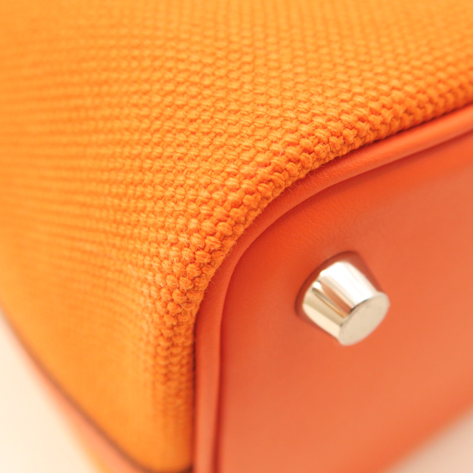 HERMES Goeland/Swift Leather Picotin Cargo Silver Buckle Handle Bag Orange