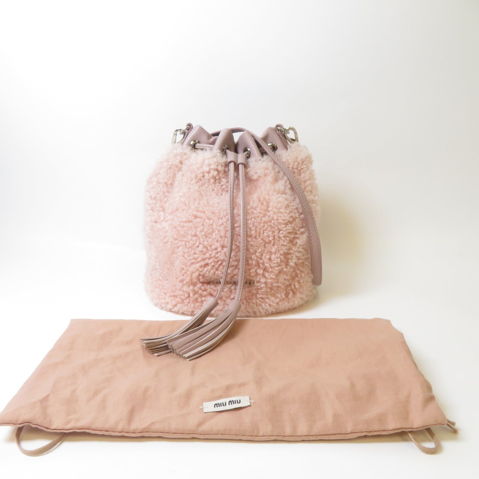 Miu Miu 羊皮皮革Shoulder Bag銀扣肩背袋粉紅色