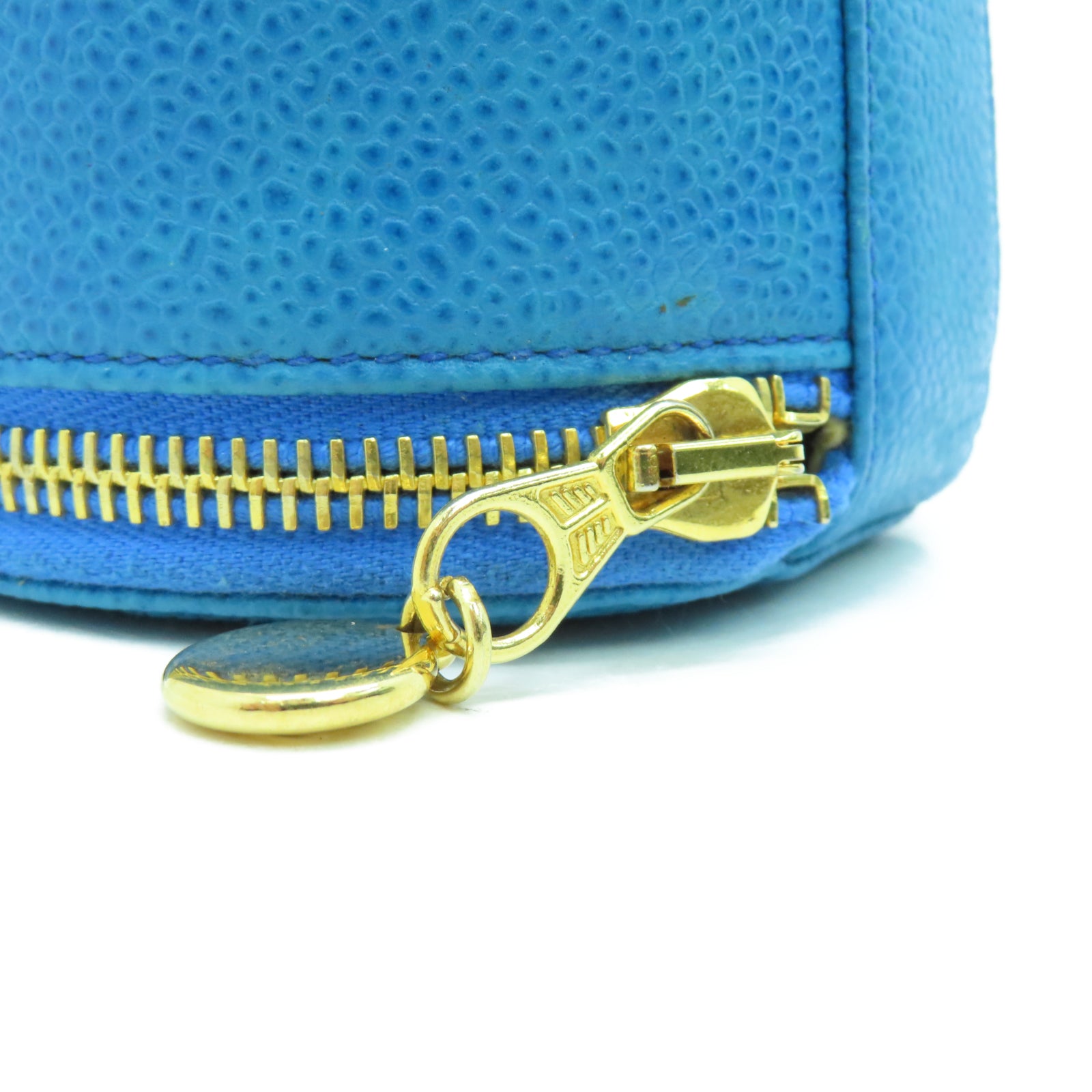 CHANEL 牛皮皮革Jewelry Box金扣珠宝袋蓝色