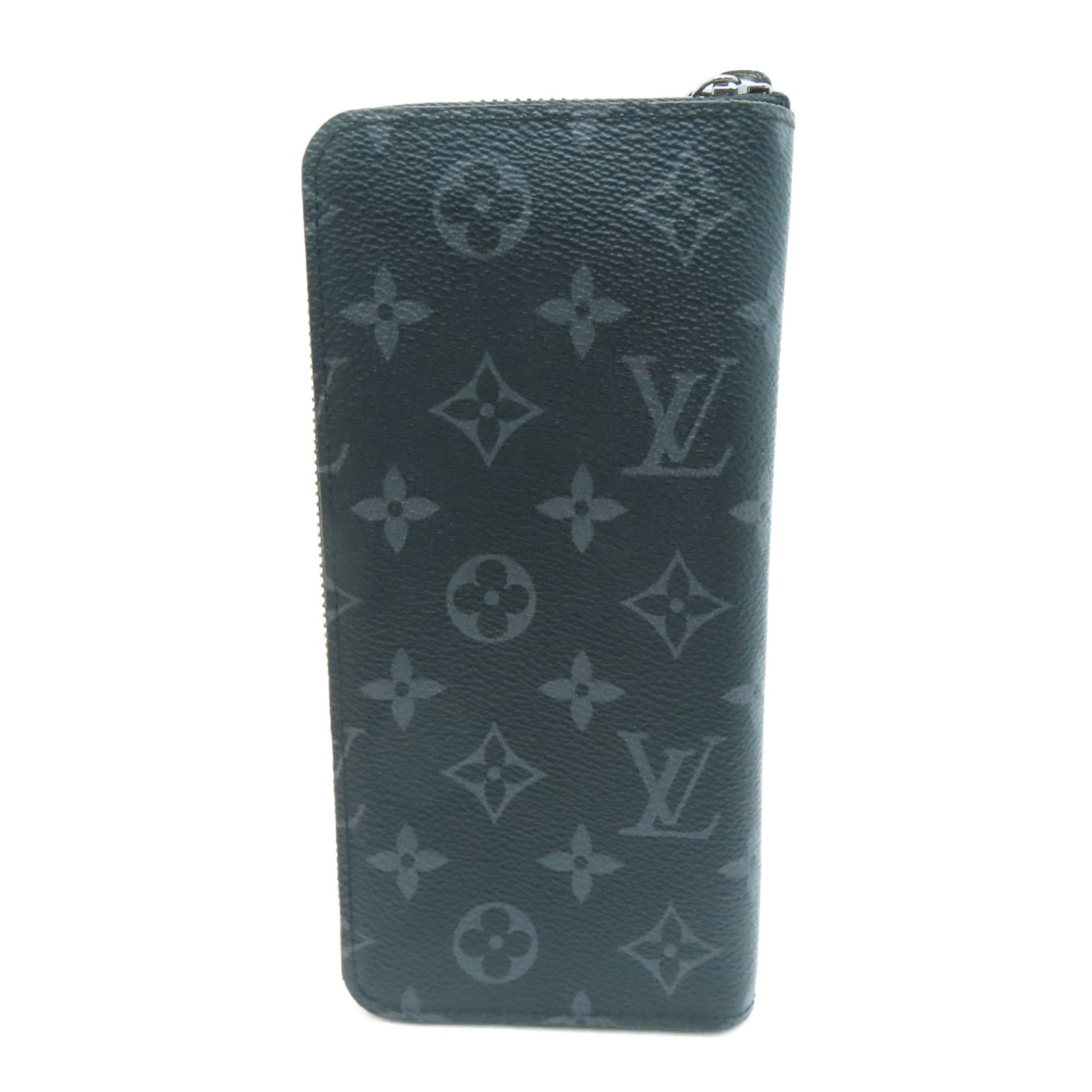 LOUIS VUITTON Monogram Eclipse Long pocketbook silver buckle long wallet black