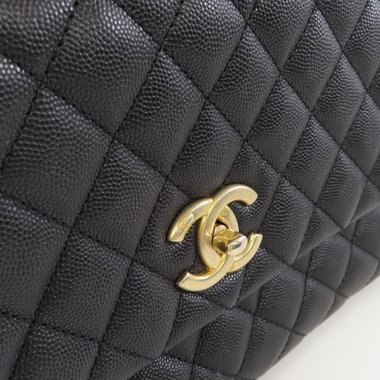 CHANEL Caviar皮革/Lizard皮革2Way Chain Shoulder Bag金扣手挽肩背兩用袋黑色