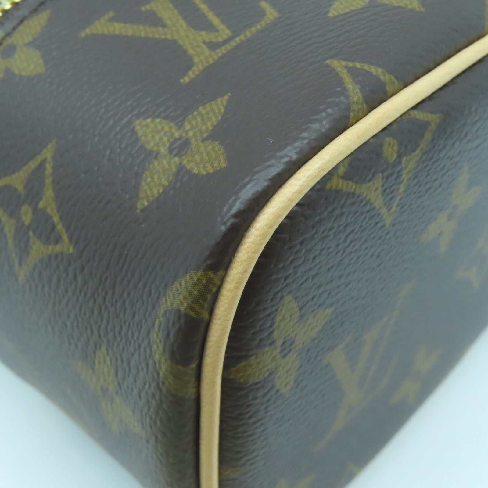 LOUIS VUITTON Monogram Nice Nano gold buckle handle bag brown