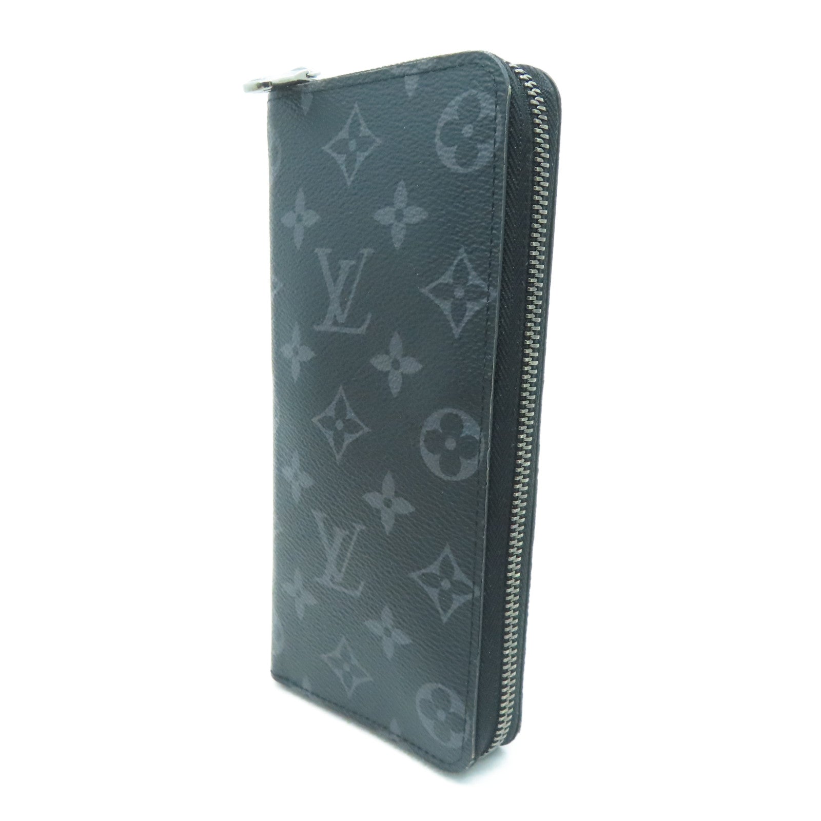 LOUIS VUITTON Monogram Eclipse Long pocketbook silver buckle long wallet black