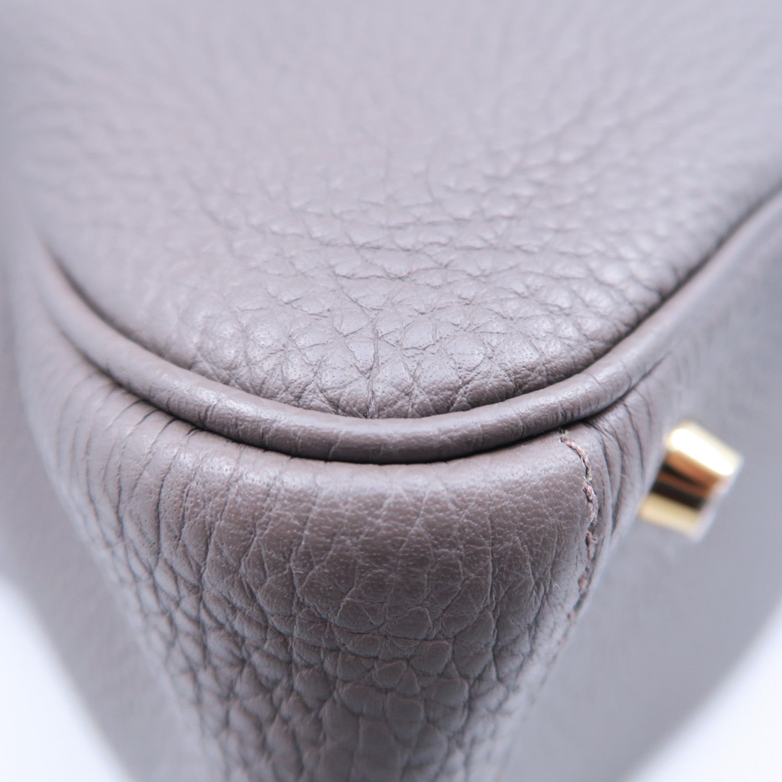 HERMES Taurillon Clemence皮革Lindy 30金扣手挽肩背兩用袋錫器灰色