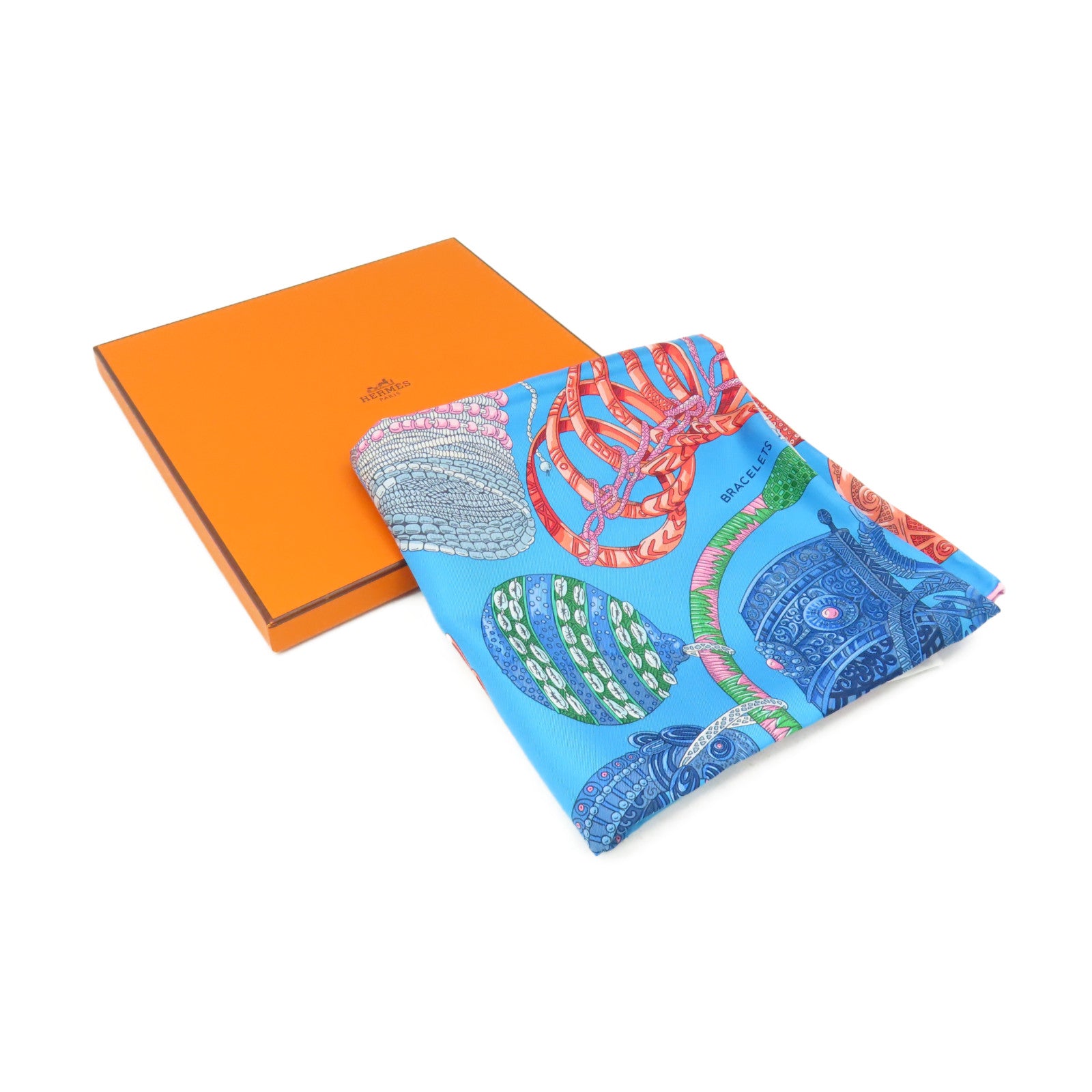 HERMES 絲質Scarf 90x90絲巾藍色/粉紅色/彩色