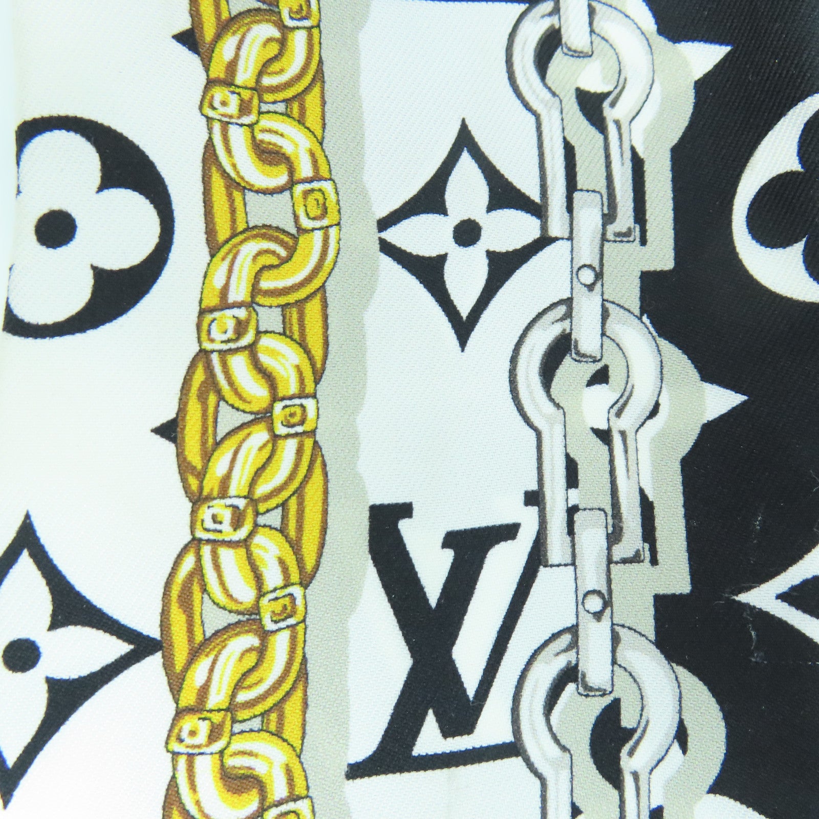 LOUIS VUITTON 絲質Scarf絲巾黑色/白色