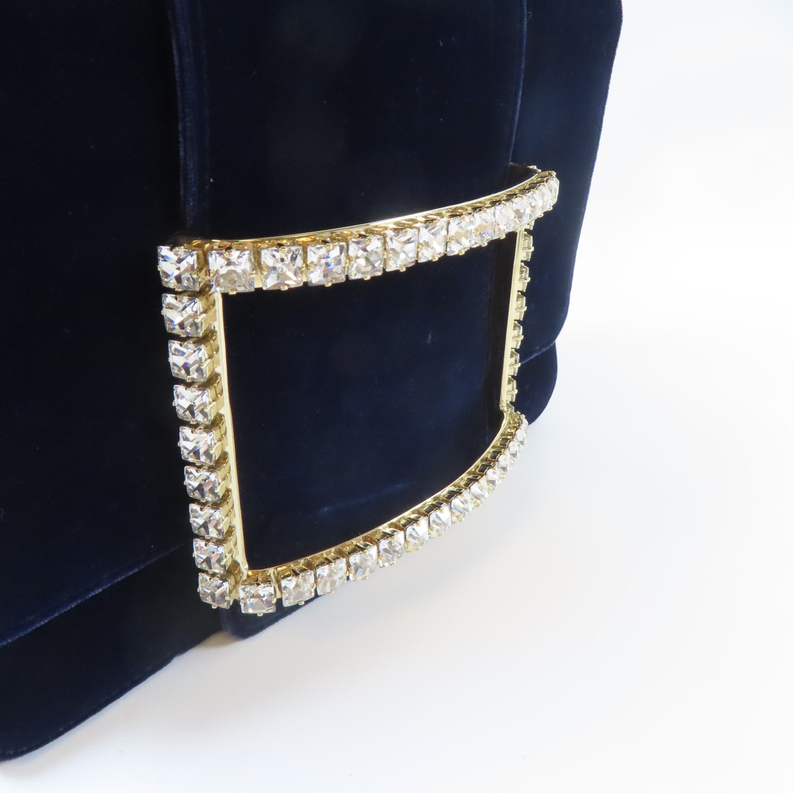 Roger Vivier 天鵝絨Roger Vivier Chain Shoulder銀扣鏈帶肩背袋藍色