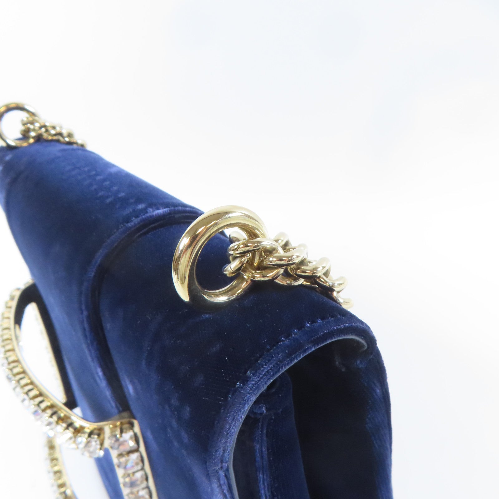 Roger Vivier 天鵝絨Roger Vivier Chain Shoulder銀扣鏈帶肩背袋藍色