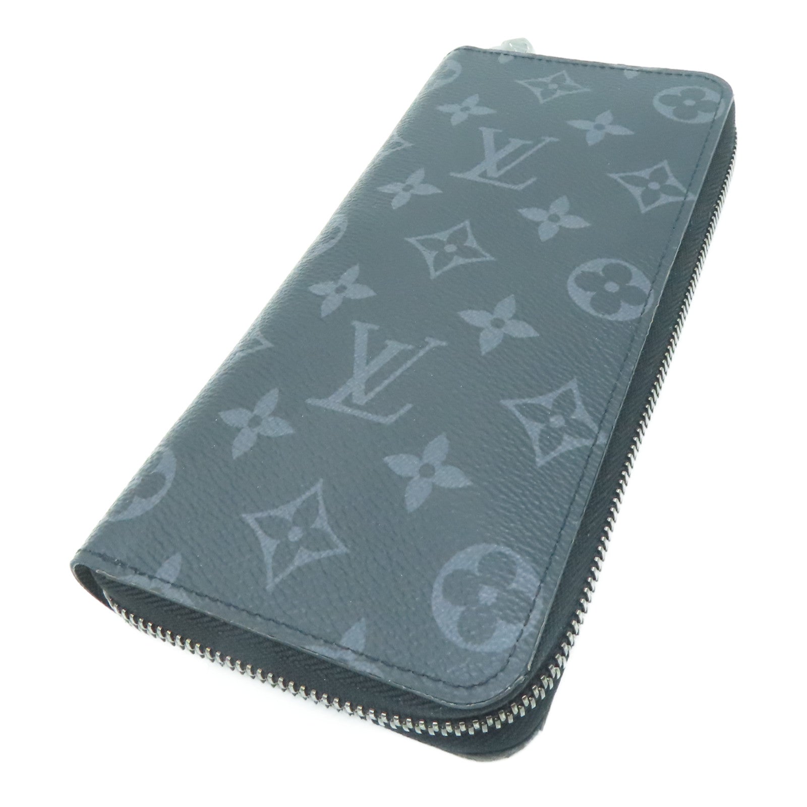 LOUIS VUITTON Monogram Eclipse Long pocketbook silver buckle long wallet black