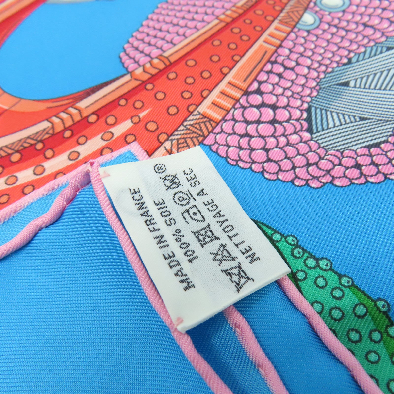 HERMES 絲質Scarf 90x90絲巾藍色/粉紅色/彩色