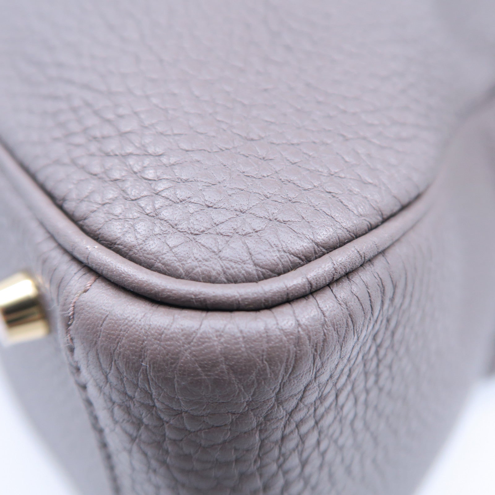 HERMES Taurillon Clemence皮革Lindy 30金扣手挽肩背兩用袋錫器灰色