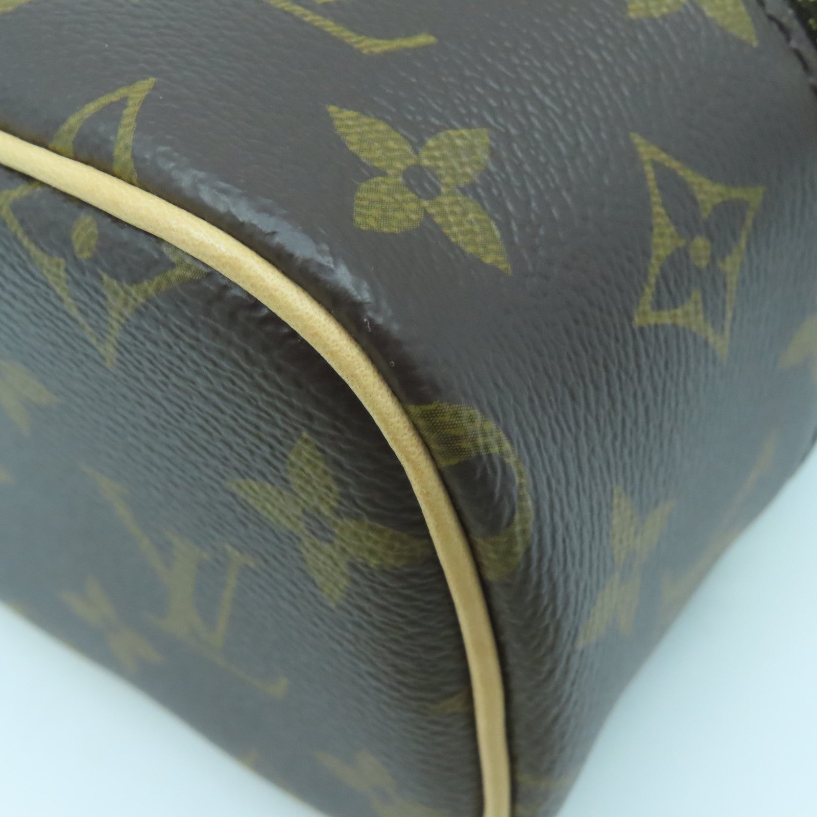 LOUIS VUITTON Monogram Nice Nano gold buckle handle bag brown