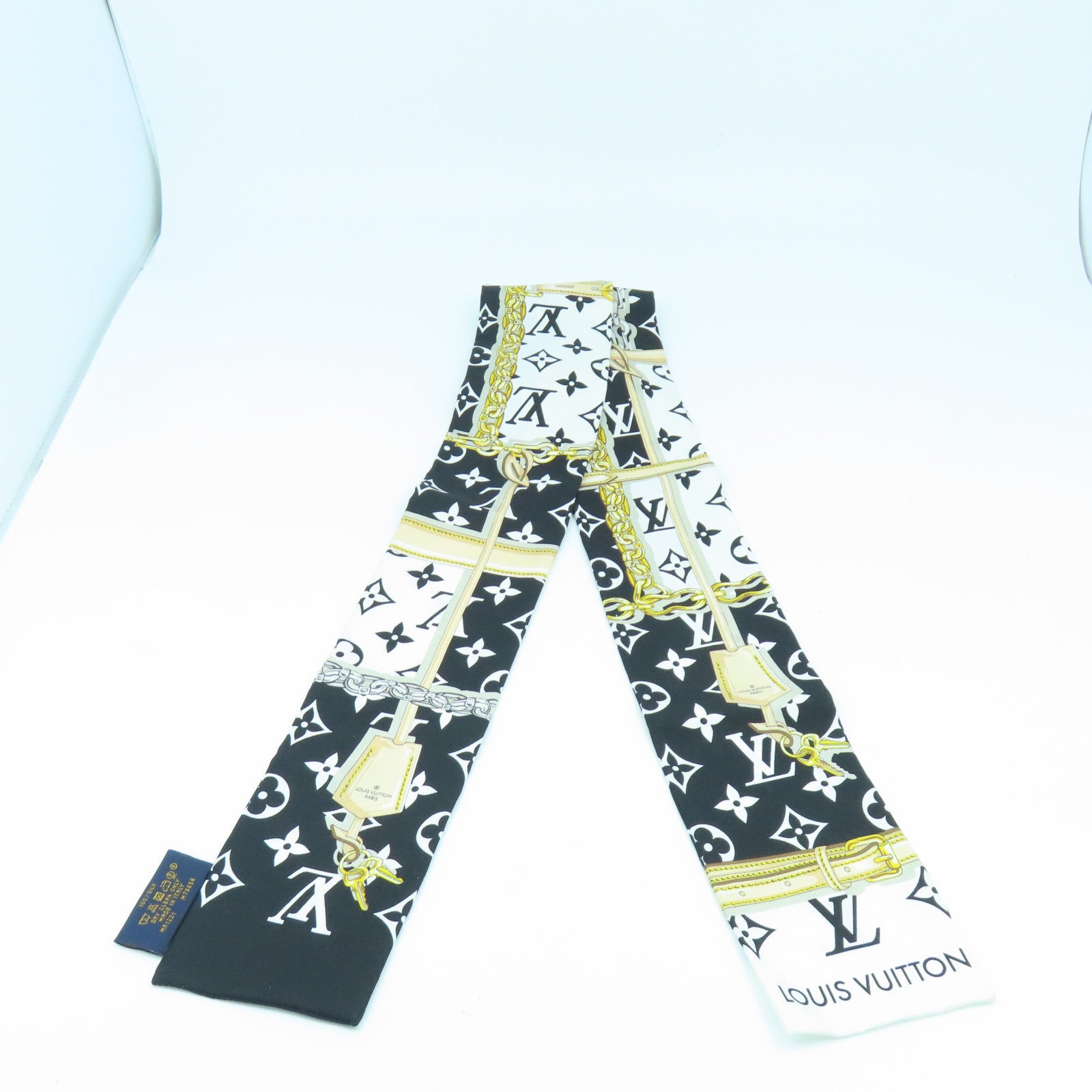 LOUIS VUITTON 絲質Scarf絲巾黑色/白色