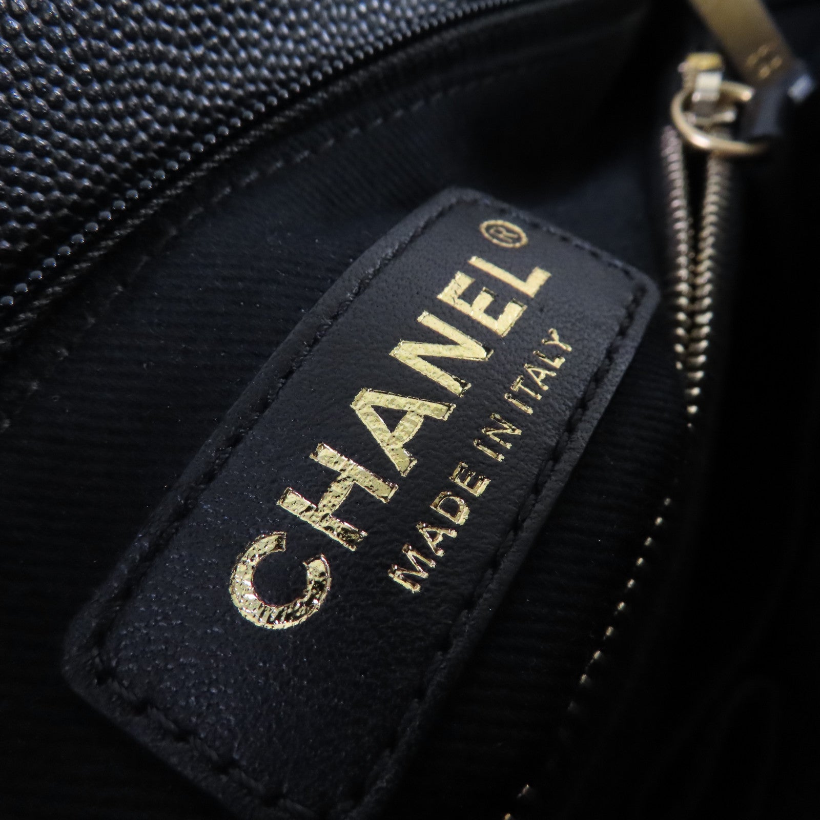 CHANEL Caviar皮革/Lizard皮革2Way Chain Shoulder Bag金扣手挽肩背兩用袋黑色