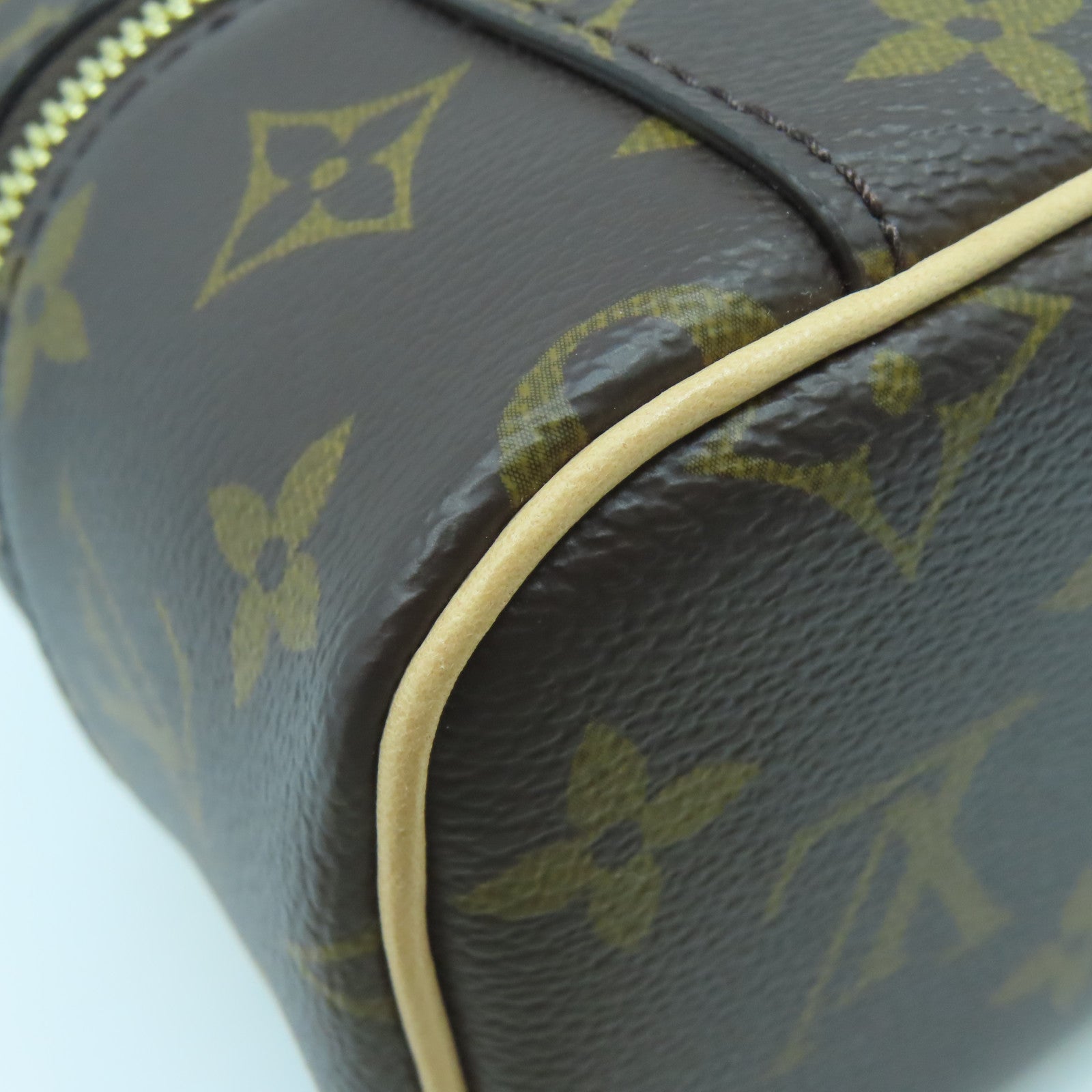 LOUIS VUITTON Monogram Nice Nano gold buckle handle bag brown