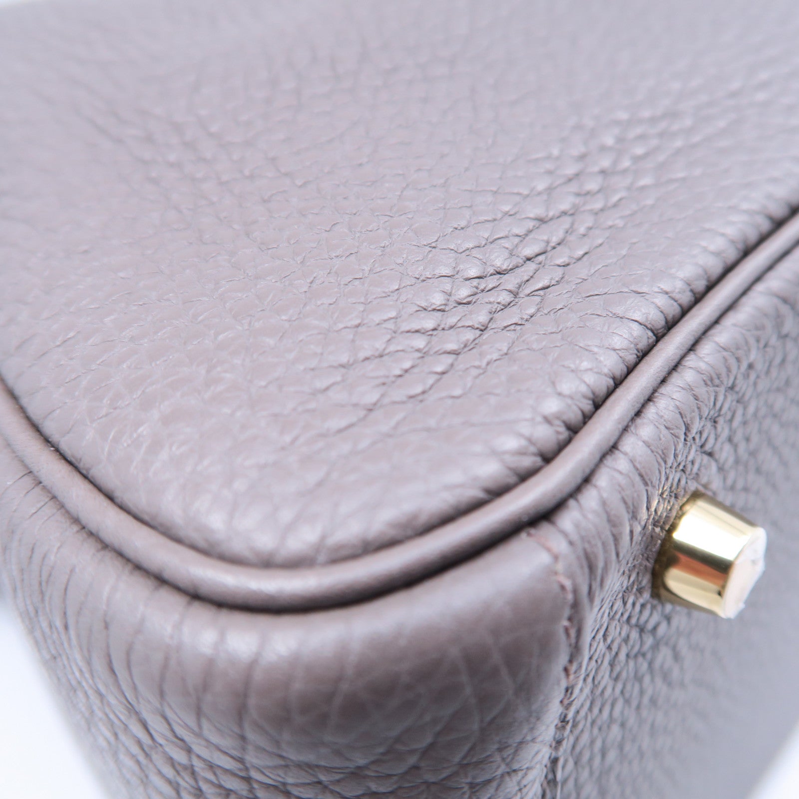 HERMES Taurillon Clemence皮革Lindy 30金扣手挽肩背兩用袋錫器灰色